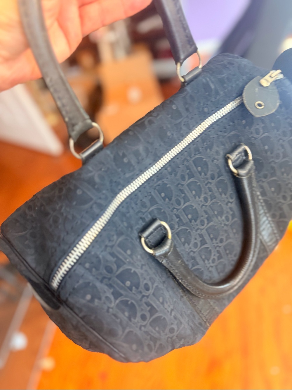 Christian Dior Navy Suede and leather Bellisma Boston Bag - Picture 5 of 8